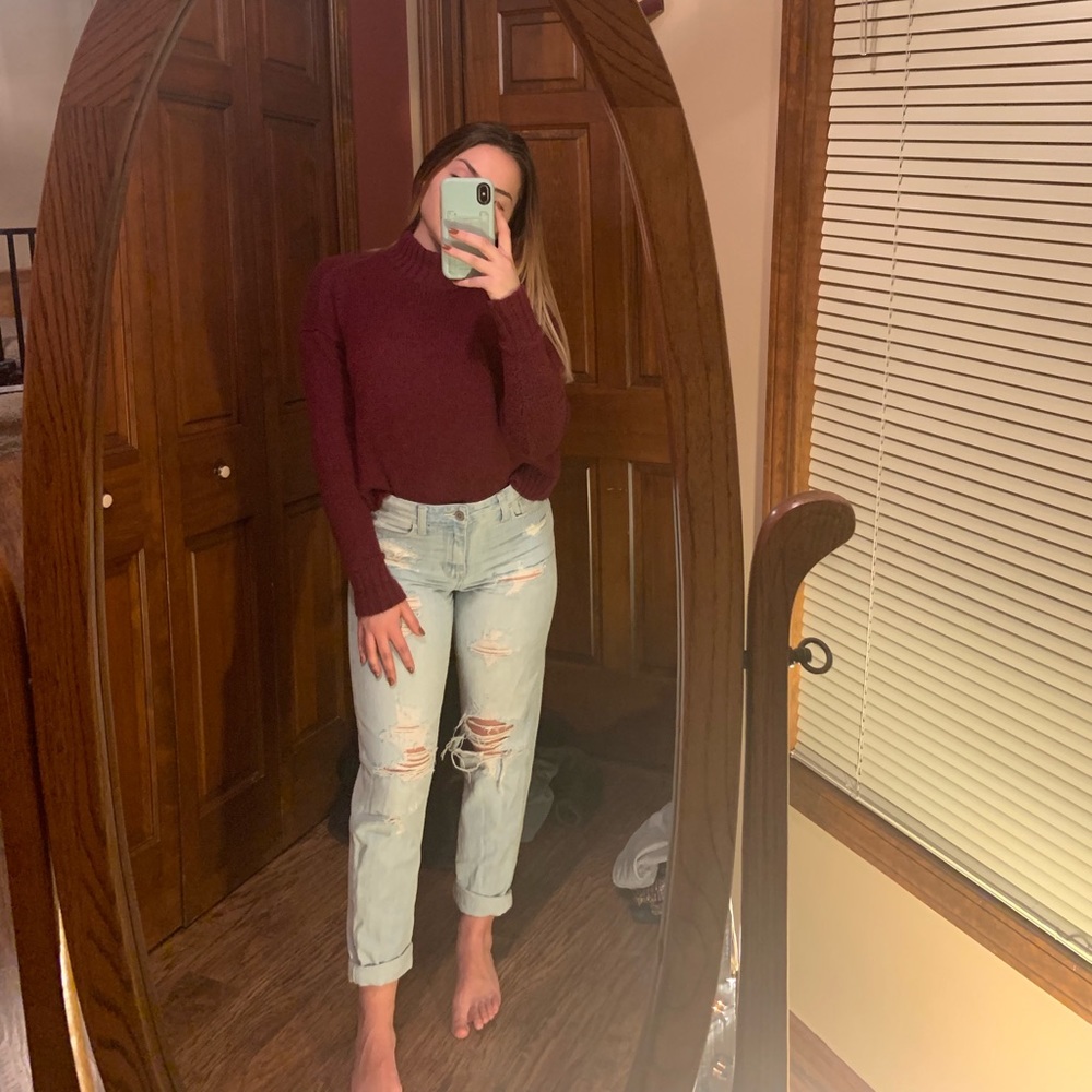 Burgundy turtle neck sweater